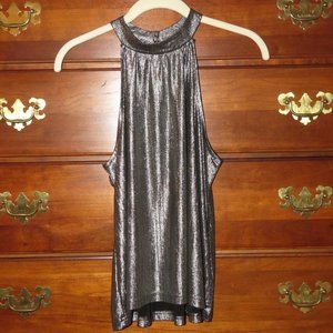 Jack BB Dakota XS Sleeveless Silver High Neck Blouse Style# JI405659 NEVER WORN
